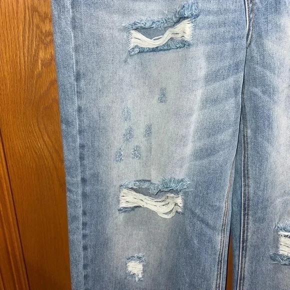 Women’s RISEN DENIM JEANS CROSS OVER DETAIL HIGH RISE WIDE STRAIGHT LEG 13/31W - Picture 5 of 14